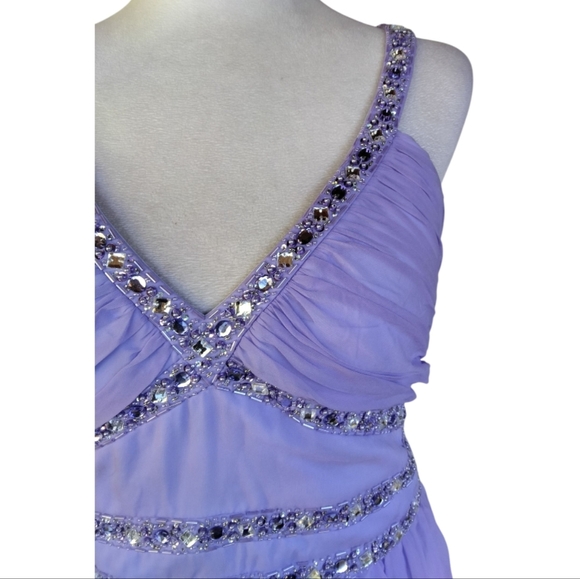 Cache Beautiful Purple Floor Length Rhinestoned Prom / Pageant Dress Size 12 - Picture 5 of 9